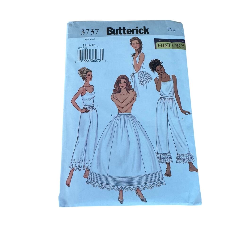 Butterick Historical Sewing Pattern 3737 Petticoat Pants Bustle Sizes 12/14/16